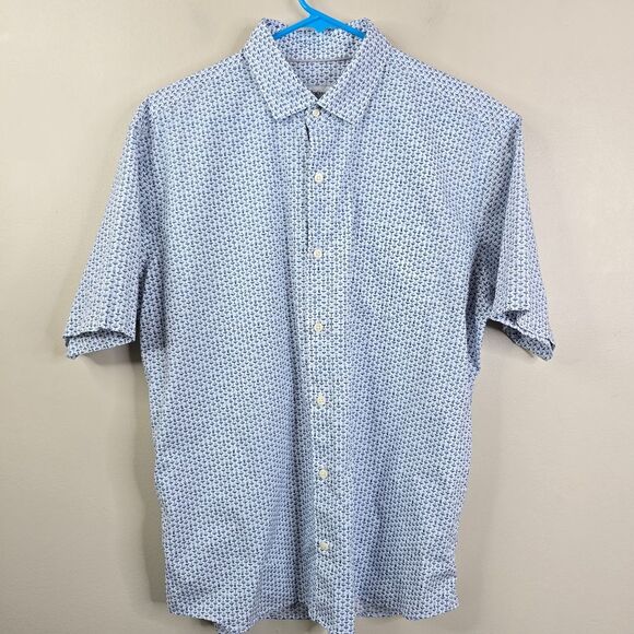 Peter Millar Martini Glass And Shaker Printed Short Sleeve Button Down Large - Picture 1 of 6